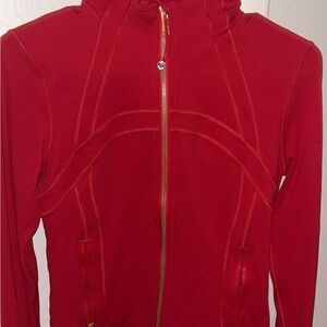 Lululemon Athletica Red Bomber Jacket with Gold Zipper